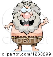 Clipart Of A Cartoon Chubby Hermit Man With An Idea Royalty Free Vector Illustration