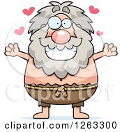 Clipart Of A Cartoon Loving Chubby Hermit Man Wanting A Hug Royalty Free Vector Illustration by Cory Thoman