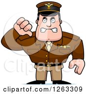 Poster, Art Print Of Mad Caucasian Male Pilot Captain Holding A Thumb Down