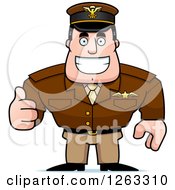 Poster, Art Print Of Happy Caucasian Male Pilot Captain Holding A Thumb Up