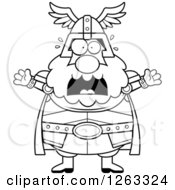Poster, Art Print Of Black And White Cartoon Scared Screaming Chubby Thor