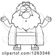 Poster, Art Print Of Black And White Cartoon Careless Shrugging Chubby Moses