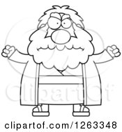 Black And White Cartoon Mad Chubby Moses Holding His Fsts Up