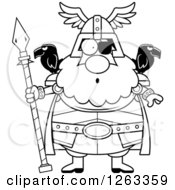 Clipart Of A Black And White Cartoon Surprised Gasping Chubby Odin Royalty Free Vector Illustration by Cory Thoman