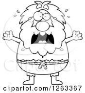 Poster, Art Print Of Black And White Cartoon Scared Chubby Hermit Man