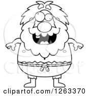 Black And White Cartoon Crazy Chubby Hermit Man