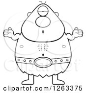 Clipart Of A Black And White Cartoon Careless Shrugging Cyclops Man Royalty Free Vector Illustration