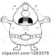 Poster, Art Print Of Black And White Cartoon Scared Screaming Cyclops Man