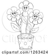 Poster, Art Print Of Black And White Pot With Happy Flowers