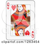 Clipart Of A Queen Of Hearts Playing Card Royalty Free Vector Illustration