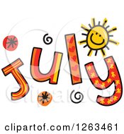 Colorful Sketched Month Of July Text