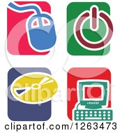 Clipart Of Colorful Tile And Computer Technology Icons Royalty Free Vector Illustration