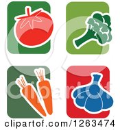 Poster, Art Print Of Colorful Tile And Vegetable Icons