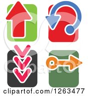 Clipart Of Colorful Tile And Arrow Icons Royalty Free Vector Illustration