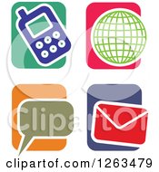 Poster, Art Print Of Colorful Tile And Communications Icons