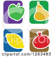Poster, Art Print Of Colorful Tile And Fruit Icons
