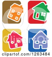 Clipart Of Colorful Tile And House Icons Royalty Free Vector Illustration