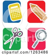 Clipart Of Colorful Tile And Office Icons Royalty Free Vector Illustration