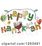 Colorful Sketched Happy Hanukkah Text