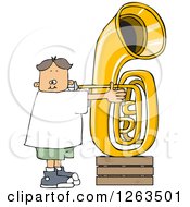 Poster, Art Print Of White Boy Playing A Tuba