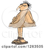 Clipart Of A Hairy Caveman With An Upset Tummy Royalty Free Vector Illustration