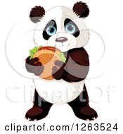 Poster, Art Print Of Cute Baby Panda Holding A Cheeseburger