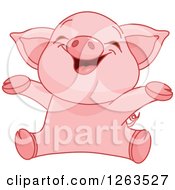 Poster, Art Print Of Cute Baby Piglet Cheering