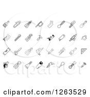 Clipart Of Black And White Tool Icons Royalty Free Vector Illustration by AtStockIllustration
