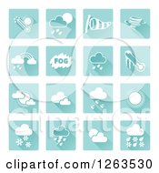 Poster, Art Print Of Square Blue And White Weather Icons