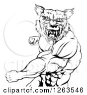 Black And White Vicious Muscular Wolf Man Punching
