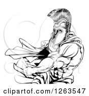 Clipart Of An Angry Black And White Strong Spartan Warrior Punching Royalty Free Vector Illustration