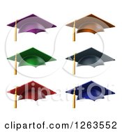 Poster, Art Print Of 3d Colorful Mortar Board Graduation Caps And Tassels