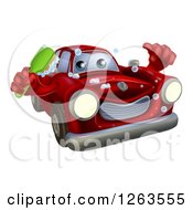 Red Car Character Holding A Brush And Thumb Up