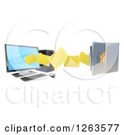 Poster, Art Print Of 3d Desktop Computer Moving Files To An Open Vault Safe