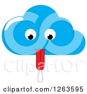 Clipart Of A Cloud Character With A Rain Drop At The Tip Of Its Tongue Royalty Free Vector Illustration by pauloribau