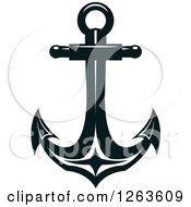 Clipart Of A Nautical Navy Blue Anchor Royalty Free Vector Illustration