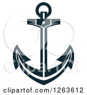 Clipart Of A Nautical Navy Blue Anchor Royalty Free Vector Illustration