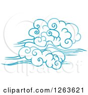 Clipart Of Blue Clouds And Wind Royalty Free Vector Illustration