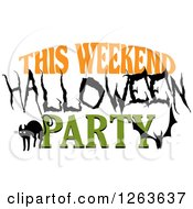 Poster, Art Print Of Cat Bat And This Weekend Halloween Party Text