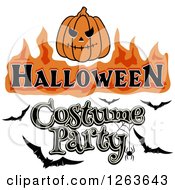 Clipart Of A Jackolantern With Halloween Costume Party Text And Bats Royalty Free Vector Illustration