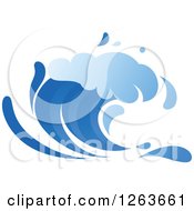 Clipart Of A Blue Ocean Surf Wave Royalty Free Vector Illustration