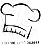 Clipart Of A Black And White Chefs Toque Hat Royalty Free Vector Illustration