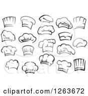 Clipart Of Black And White Chefs Toque Hats Royalty Free Vector Illustration