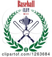 Poster, Art Print Of Trophy Cup With Crossed Bats A Baseball And Stars In A Laurel Wreath Under Text