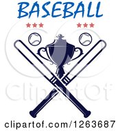 Poster, Art Print Of Trophy Cup With Crossed Bats Baseballs And Stars Under Text