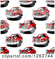 Clipart Of A Seamless Pattern Background Of Red Car Characters Royalty Free Vector Illustration