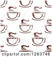 Clipart Of A Seamless Pattern Background Of Brown Coffee Cups Royalty Free Vector Illustration
