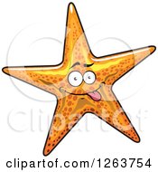 Clipart Of An Orange Goofy Starfish Royalty Free Vector Illustration