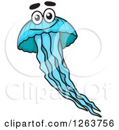Poster, Art Print Of Happy Blue Jellyfish