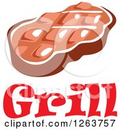 Clipart Of A Steak And Grill Text Royalty Free Vector Illustration